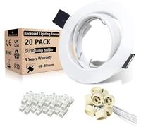 Wondlumi Cadre Spot Encastrable GU10 Blanc Orientable 30°pour Spot Led Encastrable 68mm Avec Douille GU10 pour Ampoules LED,MR16 ou Halogènes,Plafond Set 20