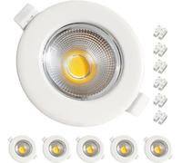 Wondlumi Spot LED Encastrable Dimmable Extra Plat 7W,5000K Blanc Froid COB,Trou Ø65mm,Ø68mm,Ø80mm,Spot de Plafond Blanc 220V 600LM,Pour Cuisine Salon,Lot de 6