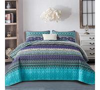 WONGS BEDDING Couvre-lit réversible avec 2 taies d'oreiller en microfibre douce pour toutes les saisons Violet King Size 240 x 260 cm