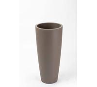 wonido Pot de Fleurs, Rond, H 85 cm, Ø 38, Taupe, Mate, capacité de 18 litres, avec Panier à Plantes Amovible, pour intérieur et extérieur, Fait de Haute qualité polypropylène