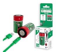 Wonnder Full Energy Piles Rechargeables D / LR20 1.5V - Pack de 2 - USB-C + Câble Inclus - 3600mAh Longue Durée - Indicateur LED - sans Chargeur - Écologique - Radios, Lampes, Jouets