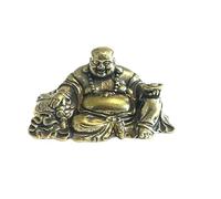 WOO Manto Statue de Bouddha Rieur en Laiton, Figurine de Bouddha Maitreya avec Grand Ventre