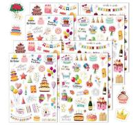 Woobroo Lot d'autocollants pour cadeaux d'anniversaire, plus de 200 autocollants pour le bricolage, durable, bricolage, joyeux anniversaire, scrapbooking, album photo, accessoires de scrapbooking