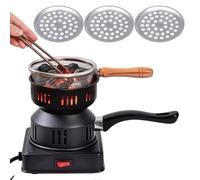 : Wood Charcoal Burner Appareil de Chauffage Électrique Portable avec | Réchaud à Charbon Pour Patio Balcon Intérieur Table Cuisine Salon