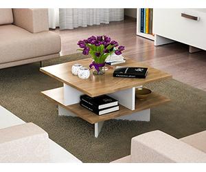 Wooden Art Coffee Table Hamton Blanc Noyer