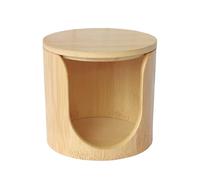 Wooden Beauty Organizer - Cotton Pads Holder for Vanity Table | Wood with Compact 10x10x9.5cm Size, Makeup Remover Pads Container, Supplies Storage for Women, Salon, Dormitory, Bedroom