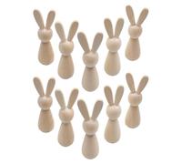 Wooden Bunny Pegs - Wood 9cm, Easter Peg Dolls, Animal Sculpture Decor | DIY Craft Figures, 10 Pieces, For Party Decorations, Holiday Projects, Home Art Display, Creative Bedroom Ornamenting