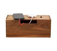 Wooden Cable Box, Desk Cable Organizer Storage Hiding Extension Cord Container Anti Dust Wire Management Box, Stylish Desktop Management Solution for Office Home Bedroom Dorm Living Room Study Use