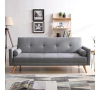 Wooden canapé convertible 3 places en tissu gris