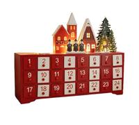 Wooden, Christmas Countdown Decor With LED Lights, Natural | Warm LED Illumination Creates Festive Ambiance Natural Wood Construction Design Perfect For Holiday Tables Shelves