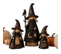 Wooden Halloween Decorations 3 - - Piece Set Indoor Vintage Rustic Witch | | Halloween Wooden Table Decoration for Entrance Table, Coffee | | Bar, Fireplace, Dining Sideboard Wooden Halloween 3 - Piece