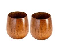 Wooden Tea Cups - 2 pièces Wood Beverage Cup | Handmade Wood Mug, Retro ood Beverage Cup Traditional Water Mug - For Cafe Countertop Coffee Tea Espresso Latte Wine Milk Party Kitchen Dining
