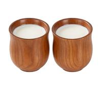 Wooden Tea Cups - 2 pièces Wood Beverage Cup | Handmade Wood Mug, Retro ood Beverage Cup Traditional Water Mug - For Cafe Countertop Coffee Tea Espresso Latte Wine Milk Party Kitchen Dining