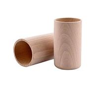 Wooden World 2 x Gobelets en bois Mug rond pour stylo crayon sur bureau Fournitures Organisation de bureau