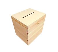 Wooden World - Coffre en bois rectangulaire pour enveloppes ou urne - Boîte avec fente pour enveloppes - 25 x 29 x 30 cm