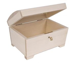 Wooden World - Coffret en bois avec coffre à clés écologique pour découpage bois brut 14 x 11 x 10,5 cm