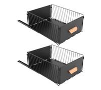 WooDerson Lot de 2 tiroirs extensibles pour armoires de cuisine - En acier au carbone - Organisateur de tiroir pour armoires de cuisine - Noir
