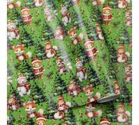 Woodland Rouleau de papier cadeau de Noël Motif animaux verts 43 x 300 cm | Adorables animaux de la forêt sur rouleau de 43 x 300 cm. Parfait pour emballer des cadeaux de Noël qui aiment la nature