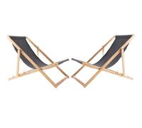 WOODOK Chaise longue pliable - Chaise longue de jardin pliable - Charge maximale : 120 kg - En bois de hêtre - Sans accoudoirs - 2 x grises