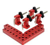 Woodpeckers Lot de 2 équerres de positionnement à 90 °, pinces à angle droit, pince coudée en métal, outils de charpentier pour le travail du bois, le bricolage, l'artisanat (rouge)