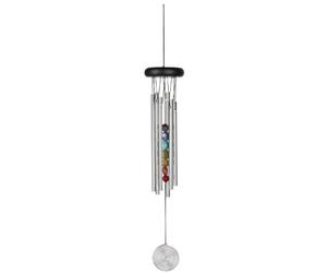 Woodstock Chimes Cloche de Vent 7 Chakra Stones Arc-en-ciel Modern Multicolore Pierre Brossée Casual Wind Chime Carillon