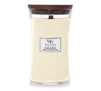 WoodWick Bougie parfumée grand format sablier | Noix de coco des îles | avec mèche crépitante | Durée de combustion : jusqu'à 130 heures