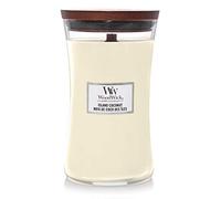 WoodWick Bougie parfumée grand format sablier | Noix de coco des îles | avec mèche crépitante | Durée de combustion : jusqu'à 130 heures
