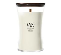 WoodWick Grande bougie parfumée en forme de sablier | Bois de teck blanc | avec mèche crépitante | Durée de combustion : jusqu'à 130 heures