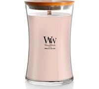 WoodWick grande bougie parfumée en jarre avec mèche qui crépite, Vanille & Sel marin, Temps de combustion jusqu'à 130 heures