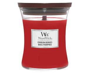 WoodWick jarre parfumée moyenne avec mèche en bois crépitante | Baies pourpres | Jusqu'à 20 heures de combustion