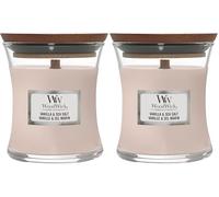 WoodWick jarre parfumée moyenne avec mèche en bois crépitante | Vanille & sel marin | Jusqu'à 20 heures de combustion