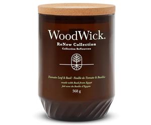 WoodWick ReNew Bougie parfumée avec mèche crépitante | Bougie Feuille de Tomate et Basilic grand format | Cire végétale mélangée à base de soja et de noix de coco | Cadeaux parfaits pour femmes