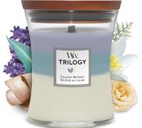 WoodWick Bougie parfumée Trilogy Calming Retreat – mèche en bois 275 g (Moyenne)