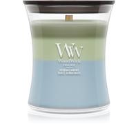 Woodwick Trilogy Verdant Woods bougie parfumée avec mèche en bois 275 g
