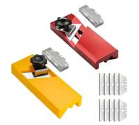 Woodworking Chamfering Tool, Aluminum Alloy Drywall Cutting Tool with 45/90°Chamfering,Hand Plane Gypsum Board Fast Cutter with 10 Blades,Edge Banding Trimmer for DIY & Carpenters (Red+Yellow)