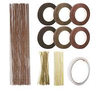 Woohome 10 PCS Ensemble D'outils de Décoration, 2 Style Florale Ruban, Fil de Fer Fleur Jauge 26, Attache de Câble Florale Brun et Bâton en Bambou pour Floral, Décor à La Maison