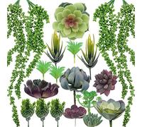 Woohome 20 PCS Artificielles Plantes Succulentes Faux Fleur Succulentes Mixte Faux Plante Succulente pour La Maison Intérieur Fée Jardin Décorations
