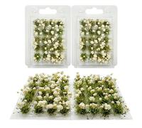Woohome 40 PCS Fleurs Végétales Miniatures, Touffe d'herbe Statique Herbe Artificielle Modèle pour Le Chemin de Fer de Paysage de Train (Gardenia, Blanc)