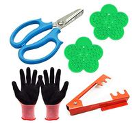 Woohome 5 PCS Arrangement de Fleurs Roses, Sécateur à Jardin, Décapant à Roses en Plastique, Dissolvant D'épines en Metal et Gants de Jardin pour L'arrangement de Fleurs de Jardinage