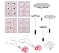 Woohome 8PCS Cake Décoration Nails, 4 Taille Cake Aiguille de Fleur Clou, Fleur Nail Cake Décoration Ciseaux en Plastique, Papier de Fabrication de Fleur de Gâteau pour Fleurs de Glaçage Décoration