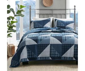 Woolrich Parure de lit réversible - Style cottage de couleur unie - Couvre-lit léger pour toutes les saisons, couche de literie confortable, taies assorties, très grand lit/très grand lit californien,