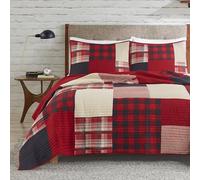 WOOLRICH Parure de lit Style Cottage inversé à Couleur Unie, Coton, Rouge Coucher de Soleil, surdimensionné pour lit Double/Grand lit