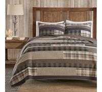WOOLRICH Parure de lit surdimensionnée en Coton à Rayures Taupe, lit Double/Grand lit