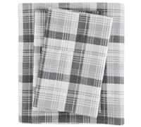 WOOLRICH Warm & Breathable Cotton Flannel Bed Sheets avec Poche élastique de 35,6 cm, Parure de lit Confortable pour Saison Froide, taie d'oreiller Assortie, Gris/Carreaux, California King