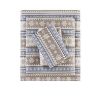 WOOLRICH Warm & Breathable Cotton Flannel Bed Sheets avec Poche Profonde de 35,6 cm, Parure de lit Confortable pour Saison Froide, taie d'oreiller Assortie, Flocon de Neige-Bleu, California King