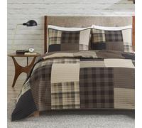 Woolrich Winter Hills Tan Parure de lit 2 pièces, Style Cottage, Couvre-lit léger en Coton prélavé pour Toutes Les Saisons, Confortable, taies Assorties, pour Grand lit Simple, Motif Patchwork