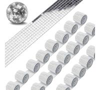 WOOLUCK® 20 Rouleaux 32000 pièces Mosaique miroir,Autocollants Carrés en Mosaïque de Verre pour Cuisine,Restaurant,Disco Party DIY Decor(argent)