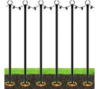 WOOLUCK® 6 pièces de poteaux d'éclairage 3M pour l'extérieur, poteaux métalliques avec fourche pour suspendre des lumières, pour terrasse, pergola, jardin, cour