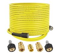 WOOLUCK Tuyau de Nettoyeur Haute Pression 15 m x 1/4", Flexible avec Raccord M22 14 mm, pour Nettoyeurs à Essence et Électriques