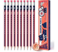 Woomer Lot de 10 crayons HB pré-taillés résistants à la casse avec gomme, crayons de croquis professionnels pour artistes, école, bureau, débutants et artistes